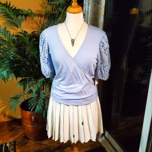 Laundry By Shelli Segal Light Blue Wrap Blouse